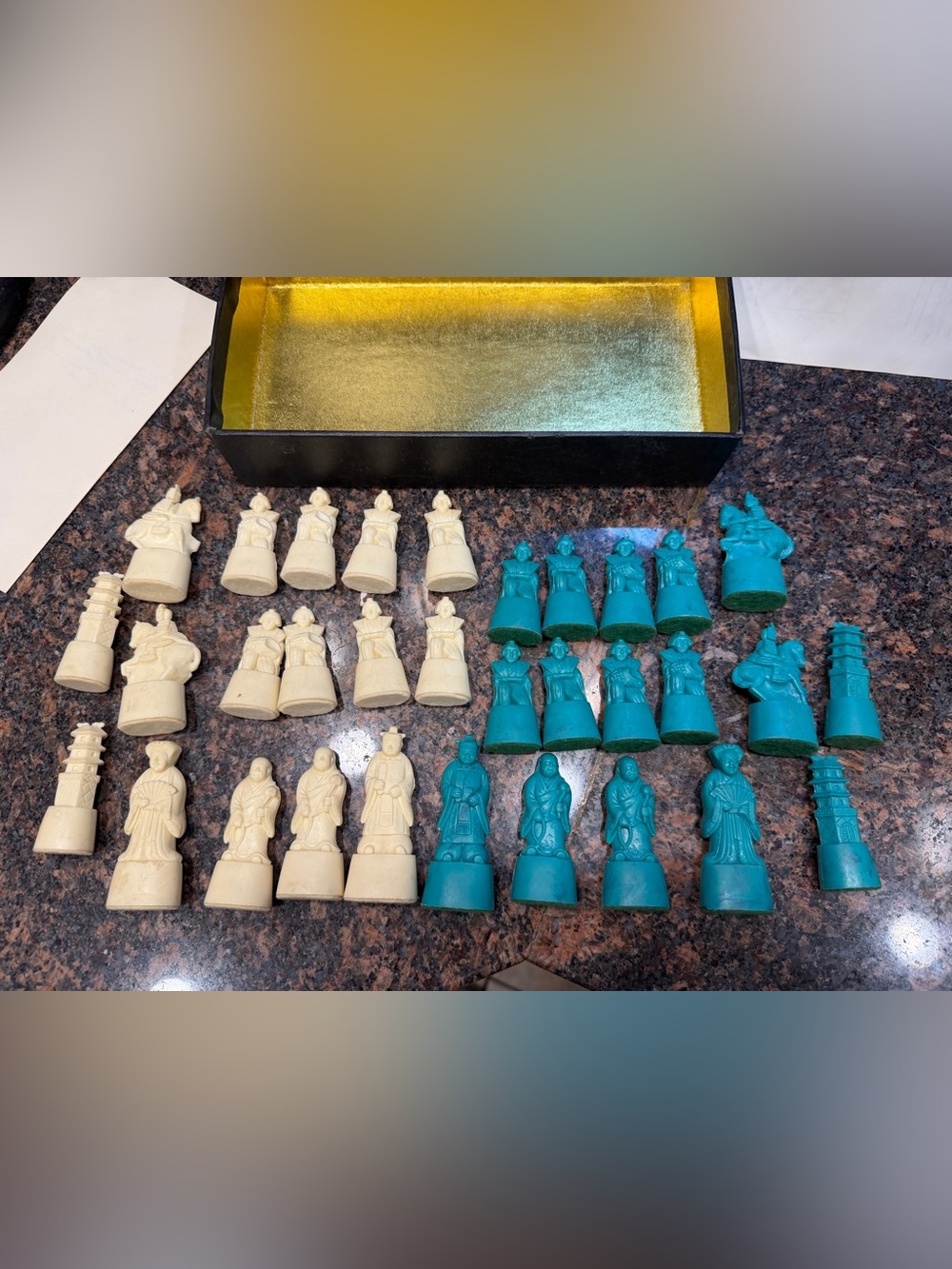 Smith Pacific P-242 vintage plastic Oriental chess set MANDARIN Ornate MCM